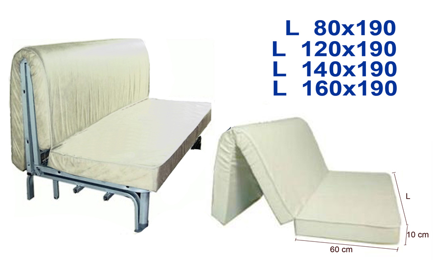 Materasso prontoletto divano letto alto 10 cm for Materasso per divano letto matrimoniale pieghevole